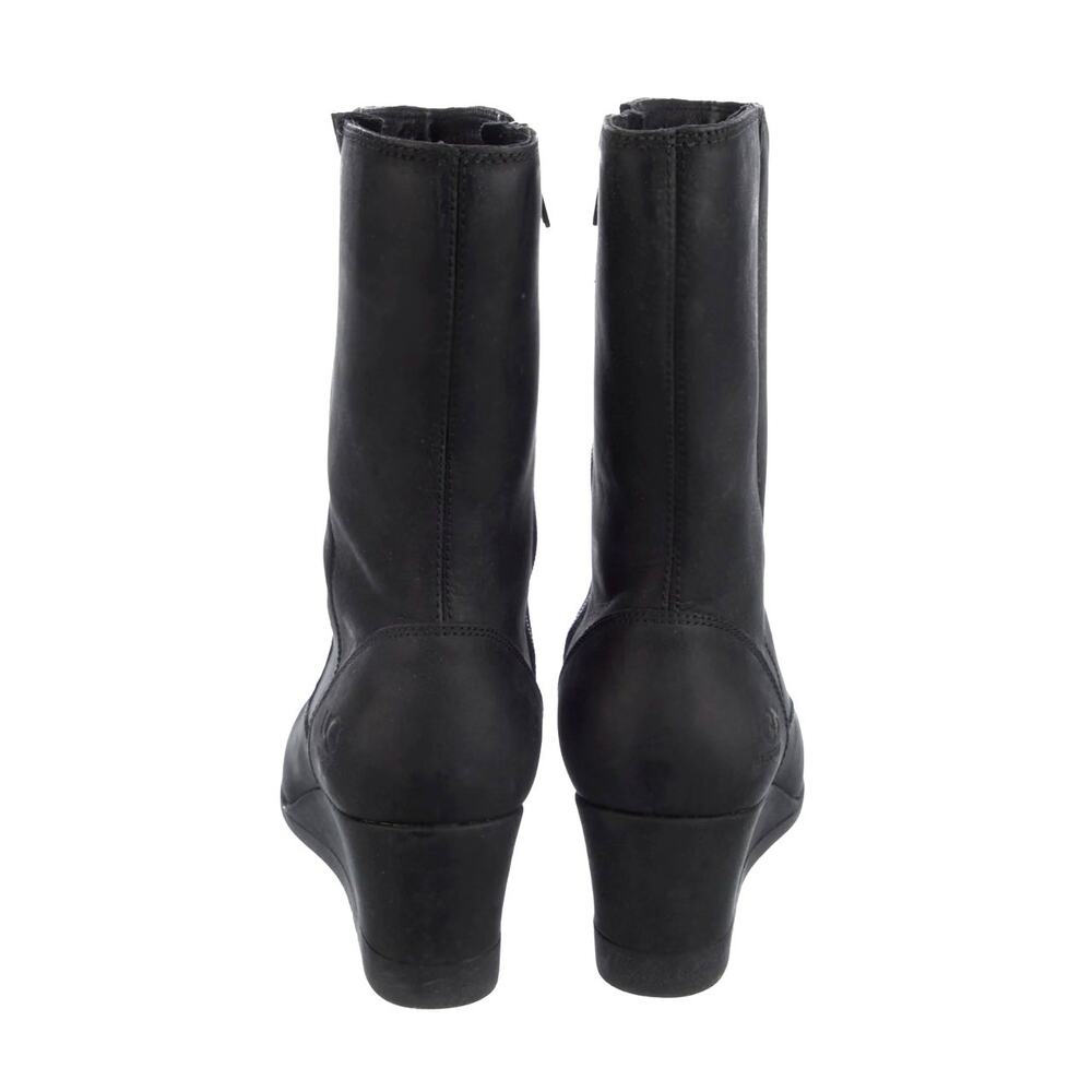 UGG Womans 9 Coraline Waterproof Leather $170 Wedge Boots Mid Calf Winter Black - Picture 3 of 4